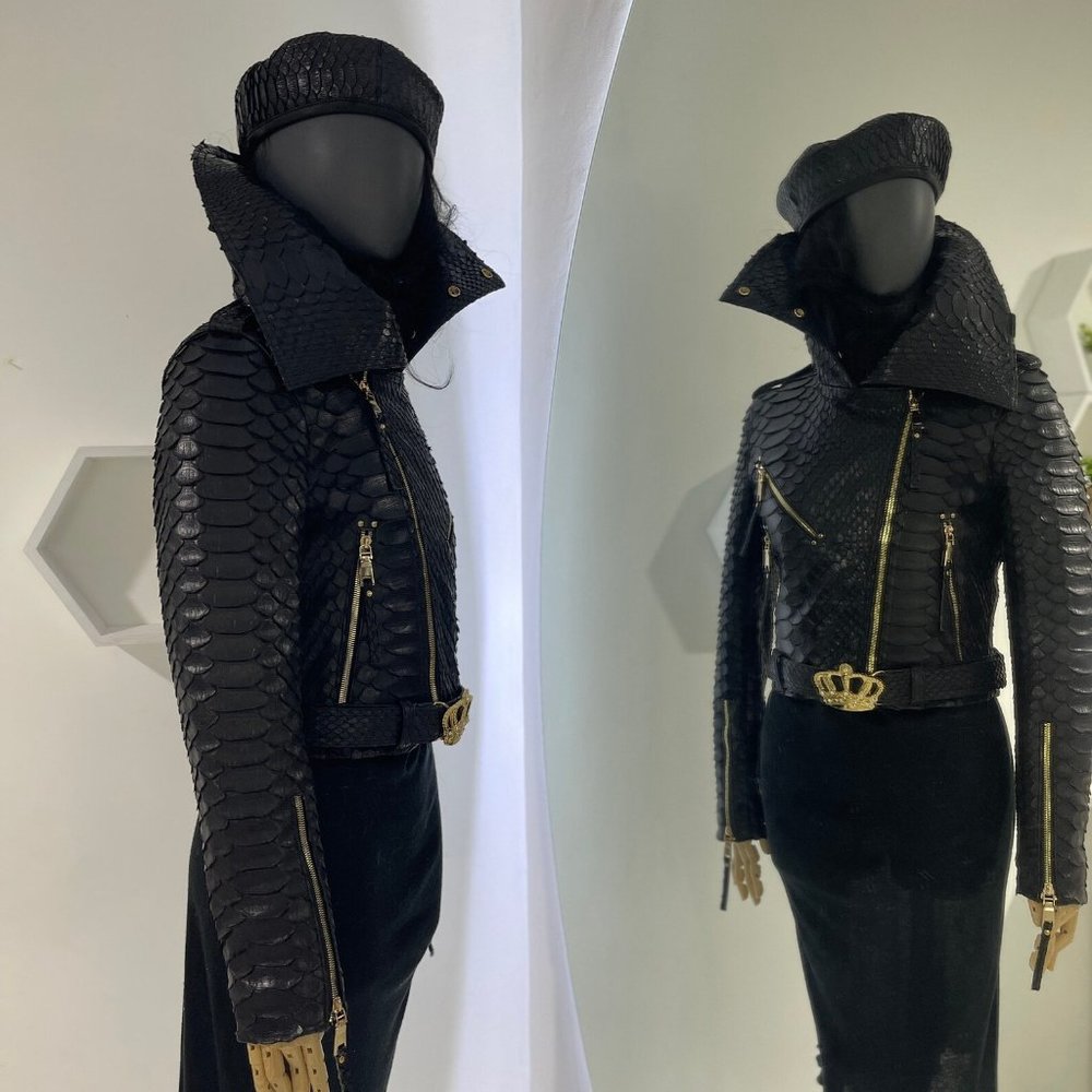 Woman's King Dragon Glossy Python Leather Jacket - image 6